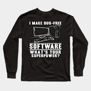 Funny Software Developer Superpower Coding Gift Long Sleeve T-Shirt